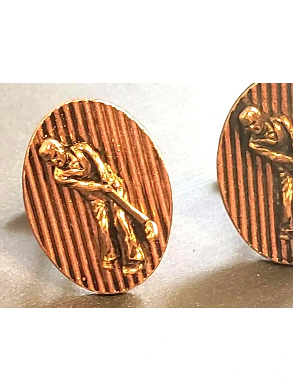 Golfer Cufflinks Golf Cuff Links Vintage Gift for Him Gold-tone Mid-Century cl-‎